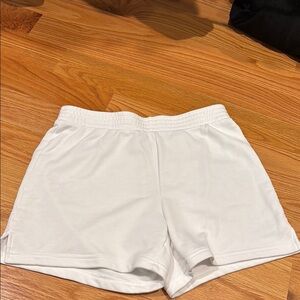 White sweat pant shorts